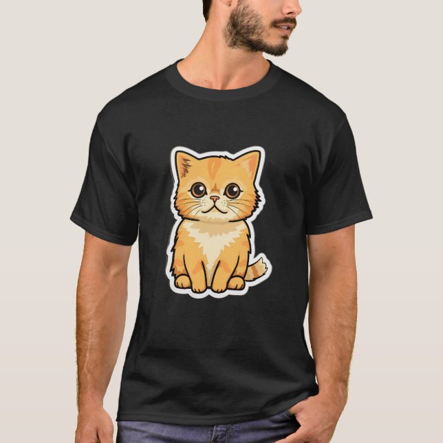 Cute Cat Tittar T Shirt (Framsida)