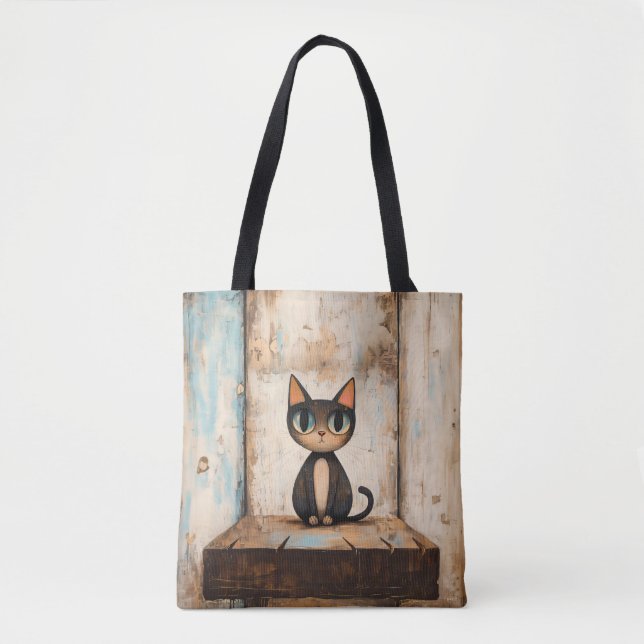 Cute Cat Tote Bag Tygkasse (Framsida)
