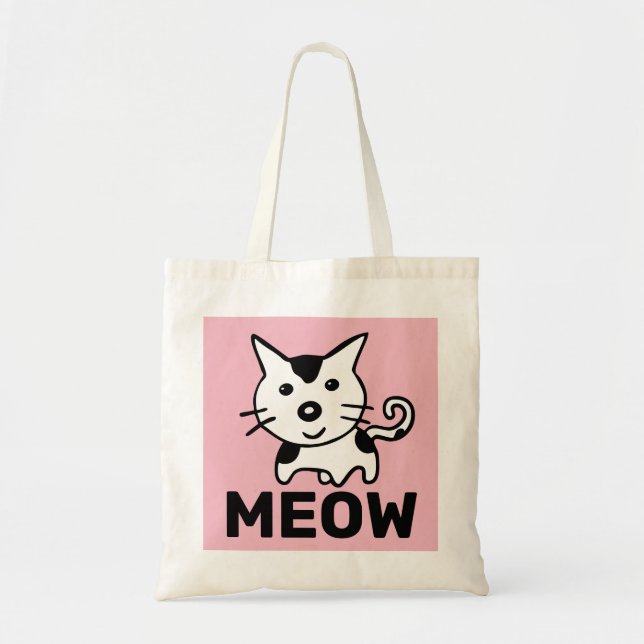 CUTE CAT TOTE ROSA MEOW (PURSE) TYGKASSE (Framsidan)