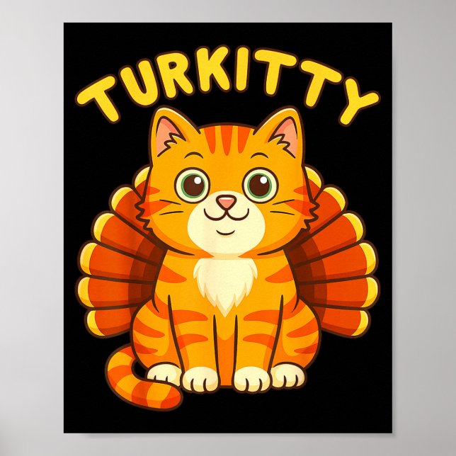 Cute Cat Turkey Funny Thanksgiving For Men Women K Poster (Framsidan)