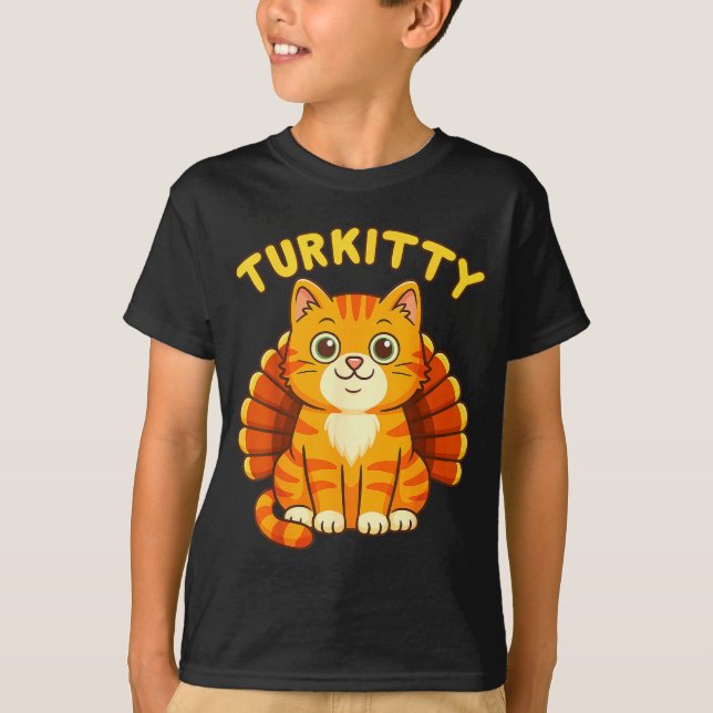 Cute Cat Turkey Funny Thanksgiving For Men Women K T Shirt (Framsida)