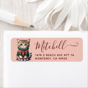 Cute Cat Ugly Sweater Party Adress Returadress Etikett