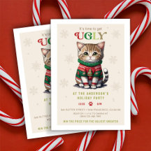 Cute Cat Ugly Sweater Party-inbjudan