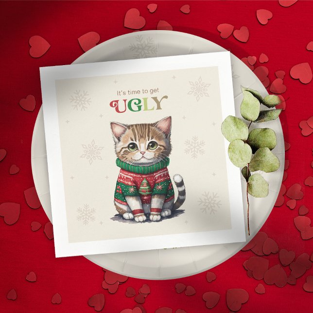 Cute Cat Ugly Sweater Party Pappersservett (Skapare uppladdad)