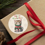 Cute Cat Ugly Sweater Party Runt Klistermärke<br><div class="desc">Cute Cat Ugly Sweater Party Classic Round Sticker</div>