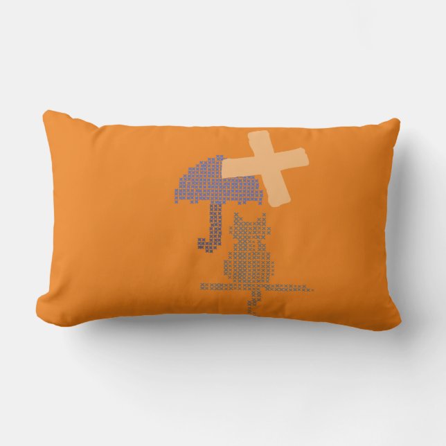 Cute Cat Umbrella Nursery Kids Monogram Lumbarkudde (Framsida)