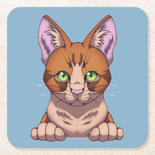 Cute Cat Underlägg Papper Kvadrat