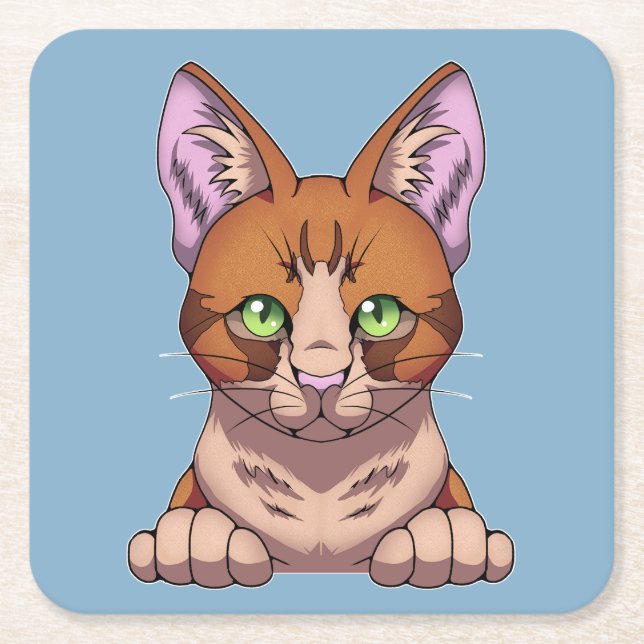 Cute Cat Underlägg Papper Kvadrat (Framsidan)