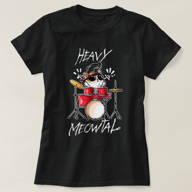 Cute Cat-uppspelningsrummen Meowtal Heavy Meowtal. T Shirt (Design framsida)