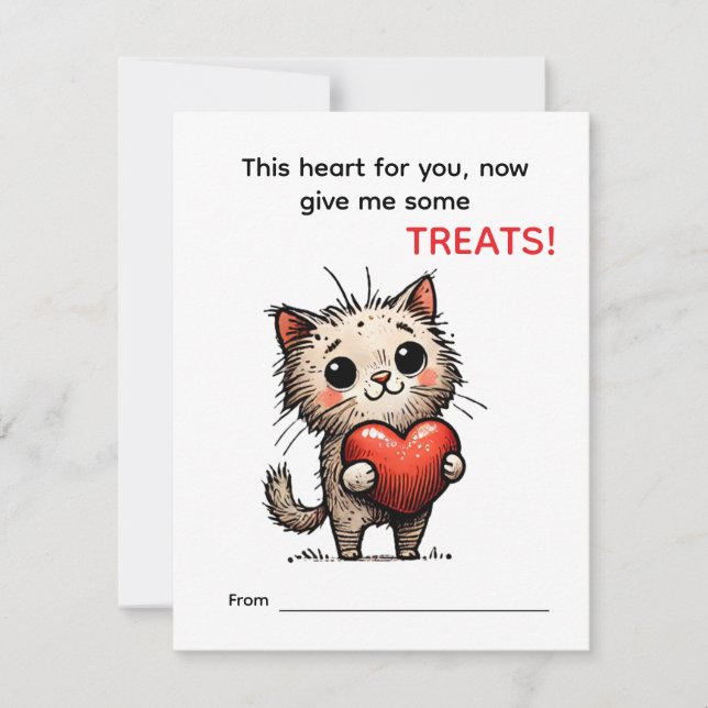Cute Cat Valentine Card  Julkort (Framsida)