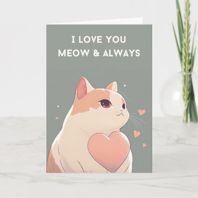 Cute Cat Valentine Day Card | Medel & Alltid Tack Kort (Framsida)