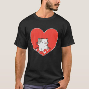Cute Cat Valentine Heart for Kitten and Animal Lov T Shirt