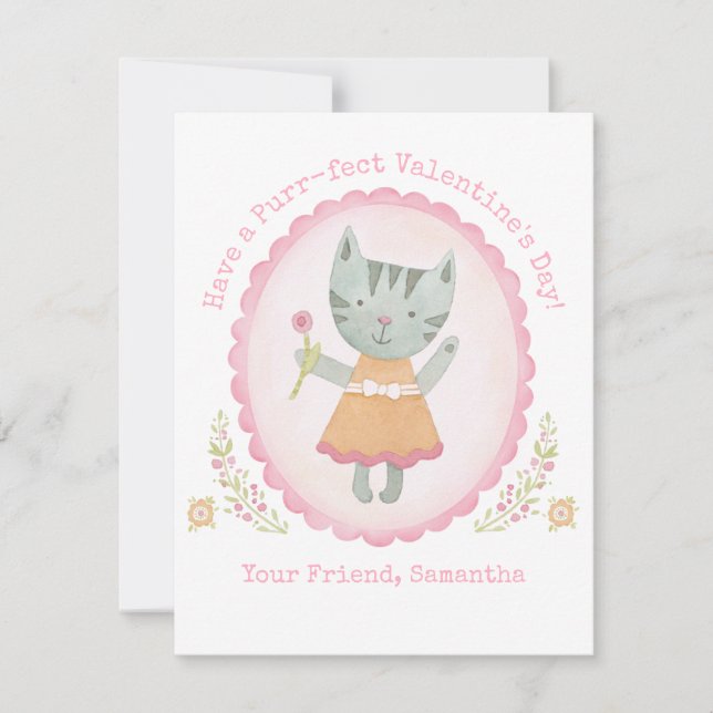 Cute Cat Valentines day kort (Framsida)