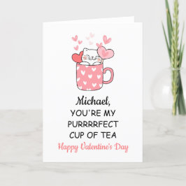 Cute Cat Valentines day-Tecknad-kort för honom Tack Kort