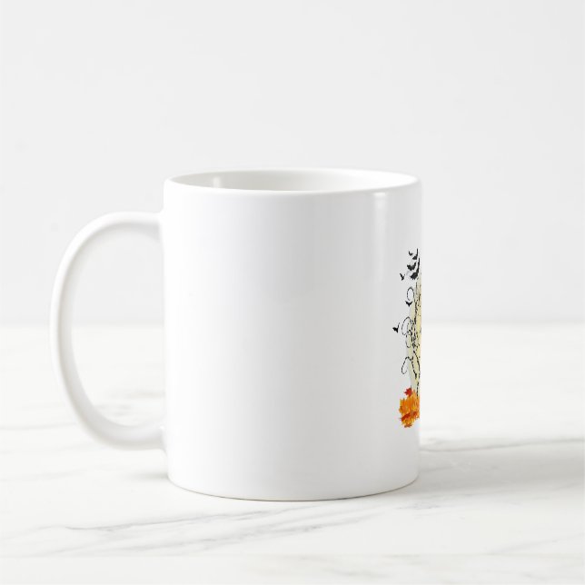 Cute Cat Väntar på Halloween Kaffemugg (Vänster)
