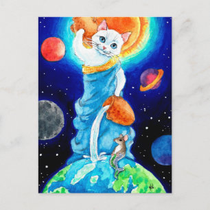 Cute Cat Vatten Goddess Amphitrite-vykort Vykort