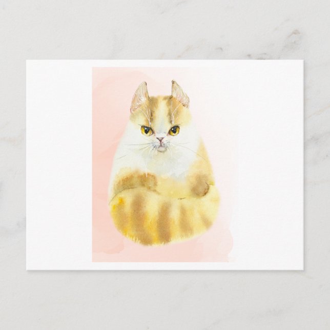 Cute cat-vattenfärg vykort (Framsida)
