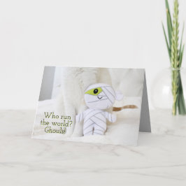 Cute Cat Vem Springa i världen? Ghouls! Halloween Kort