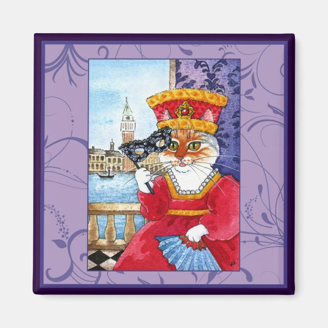 Cute cat, Venedig Carnival costume Magnet (Framsidan)
