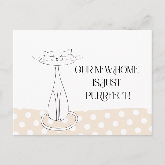 Cute Cat Vi har flyttat Ny adress Vykort (Framsida)