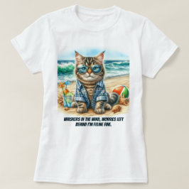 Cute Cat vid Beach Cat Lovers T-Shirt