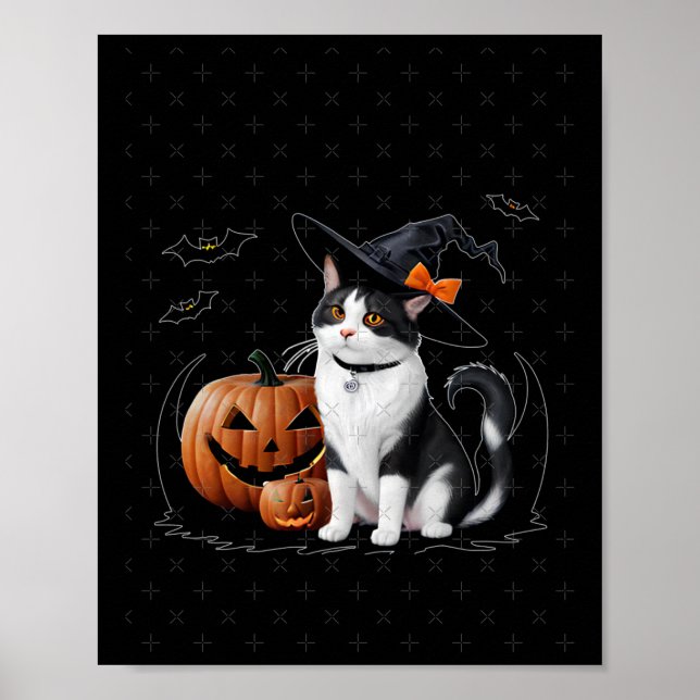Cute Cat vid Halloween fest-märket Poster (Framsidan)
