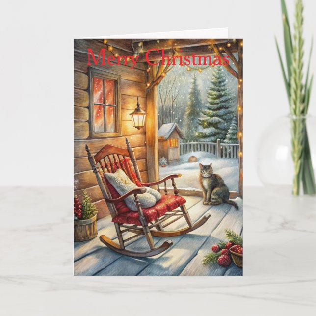 Cute Cat vid jul Helgkort (Framsida)