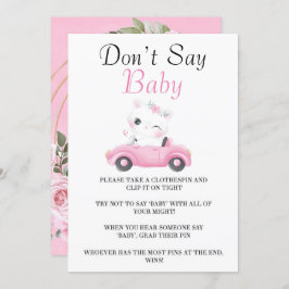 Cute Cat Vintage Rosa Car Säg inte Baby-kort