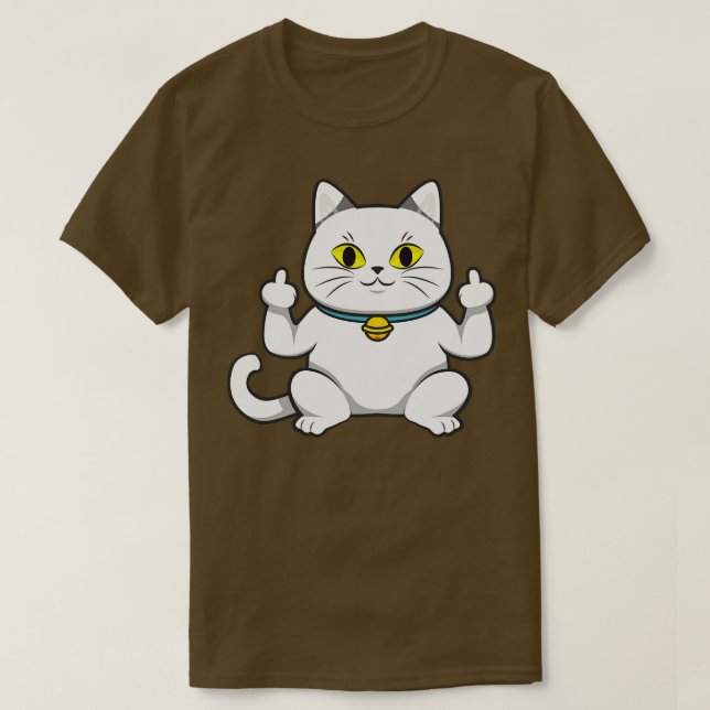 Cute Cat visar dig Mitten Finger T Shirt (Design framsida)