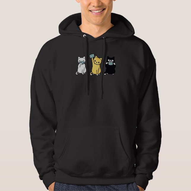 Cute Cat Wat Ansikte Mask Cute Adsible Kitten Hoodie (Framsida)