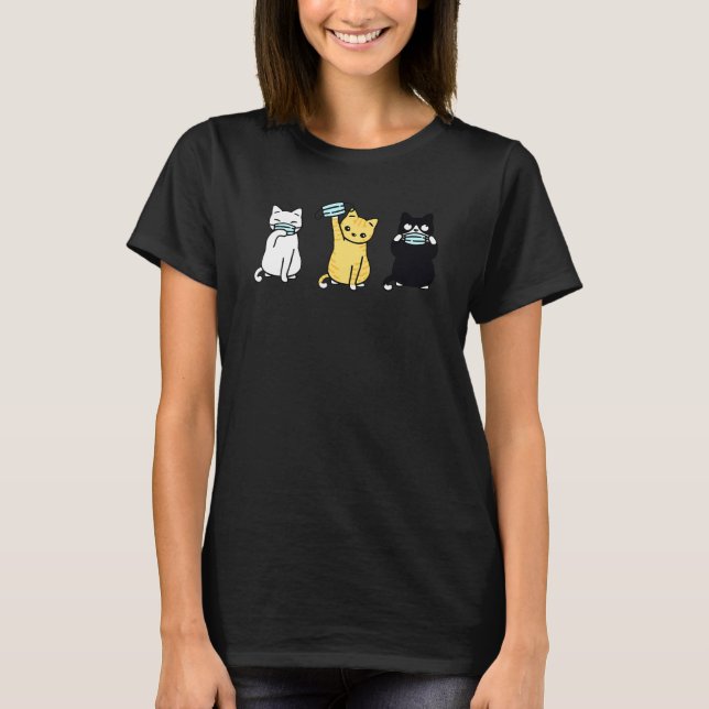 Cute Cat Wat Ansikte Mask Cute Adsible Kitten T Shirt (Framsida)
