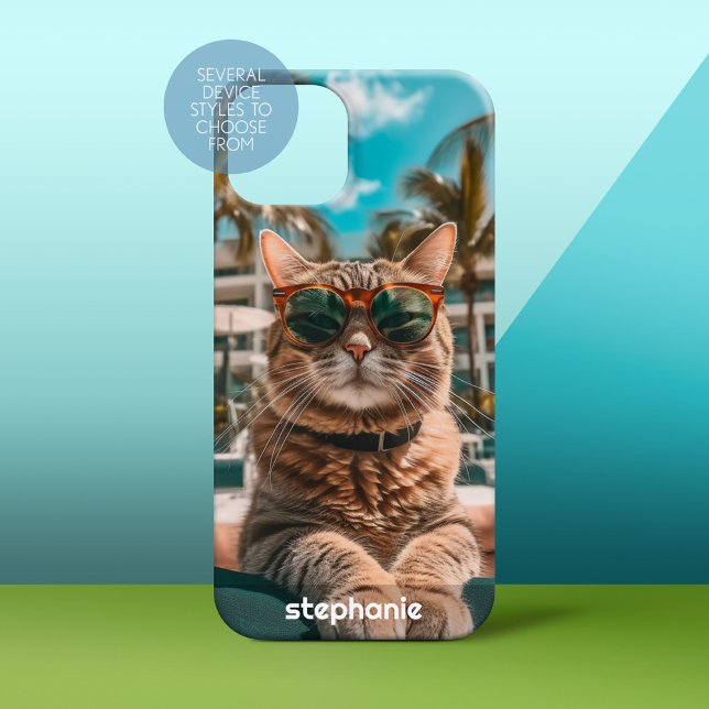Cute Cat Wat Sunglass i Miami Sol (Personalized Phone Case)