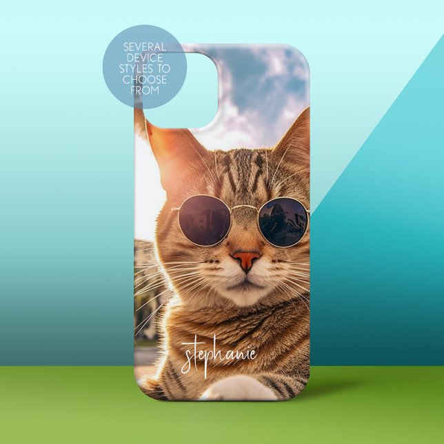 Cute Cat Wat Sunglass i Miami Sol (Personalized Phone Case)