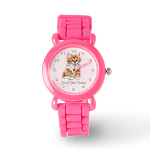 Cute Cat Watch med Anpassningsbar Text Namn Armbandsur