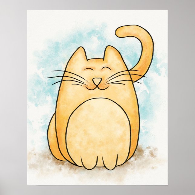 Cute Cat Watercolor Poster (Framsidan)