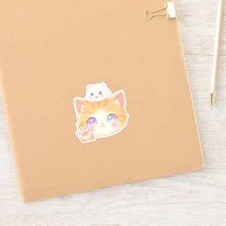 Cute Cat Waving Hello Sticker Klistermärken