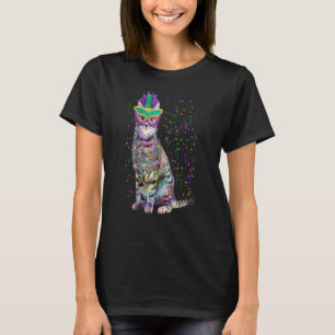 Cute Cat Wearing Carnival Mask Mardi Gras Cat Mana T Shirt