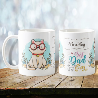 Cute Cat Wearing Glass Best Pappa någonsin Thars Kaffemugg