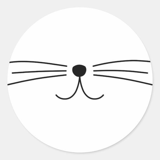Cute Cat Whiskers Runt Klistermärke (Framsida)
