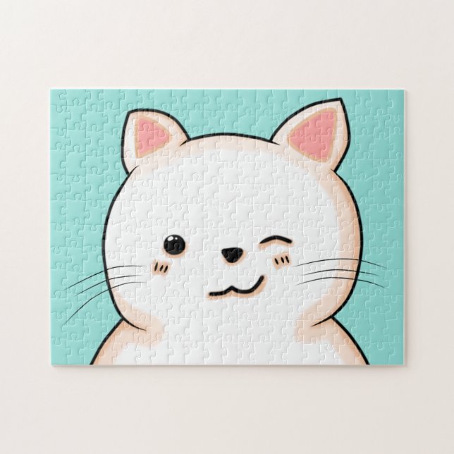 CUTE CAT WINKING JIGSAW PUZZZLE PUSSEL (Horisontell)