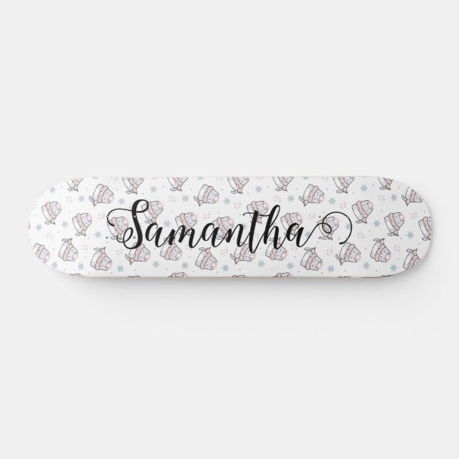 Cute Cat Winter-jul, Anpassningsbarna Mönster Mini Skateboard Bräda 18,5 Cm (Horz)