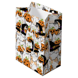 Cute Cat Witch Holding Bumkin Halloween