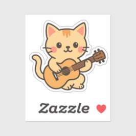 Cute Cat With Acoustic Klistermärken
