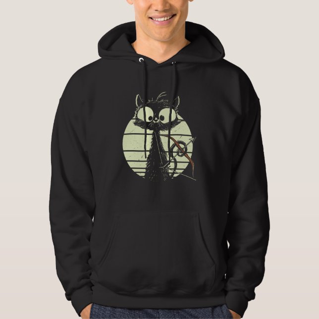 Cute Cat With Bow And Arrow Archer Cat Hoodie (Framsida)
