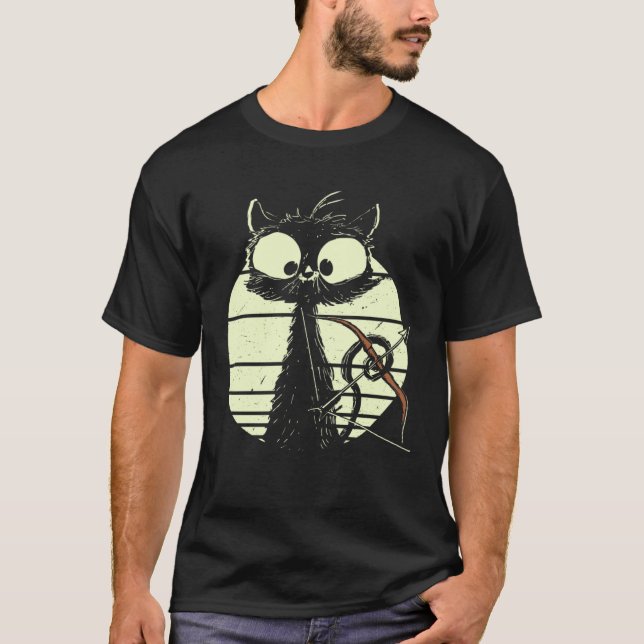 Cute Cat With Bow And Arrow Archer Cat T Shirt (Framsida)
