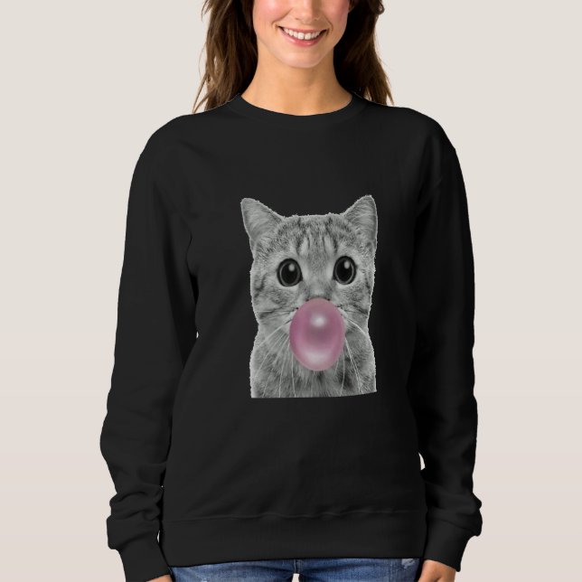 Cute cat with chewing gum bubble cat chewing gum R T Shirt (Framsida)