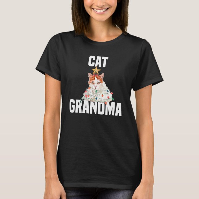 Cute cat with Fairy ljus cat morma T Shirt (Framsida)