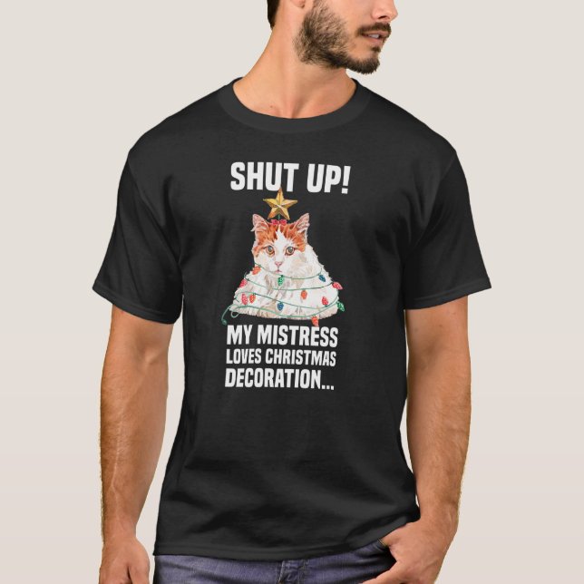 Cute cat with Fairy ljus dekoration T Shirt (Framsida)