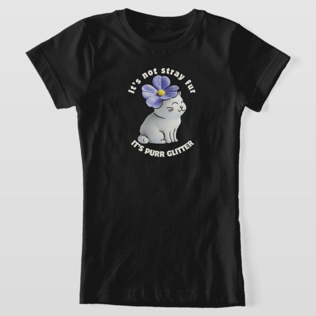 Cute Cat with Flower Hat - Purr Glitter ote T Shirt (Laydown)