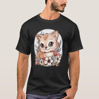 Cute Cat with Flowers I Cat 1 T Shirt